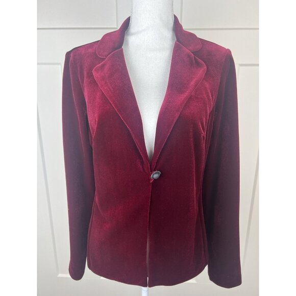 Joseph Ribkoff Women's Deep Wine Velvet Jacket Blazer Size S Old Money Classic - Picture 1 of 9